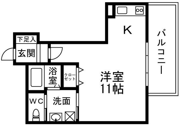 TKビル(ワンルーム/5階)の間取り写真