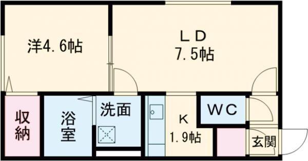 RN富士(1LDK/1階)の間取り写真