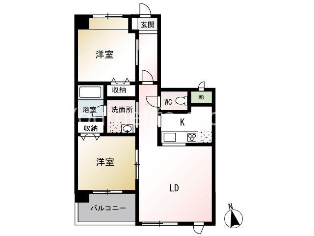 ル・リアン湘南(2LDK/4階)の間取り写真