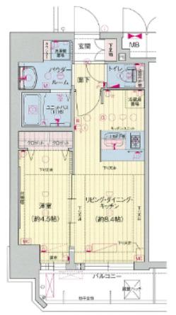 プレサンス梅田東グラッド(1LDK/11階)の間取り写真