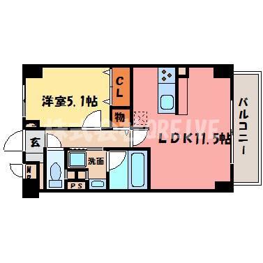 メゾン中沢(1LDK/3階)の間取り写真