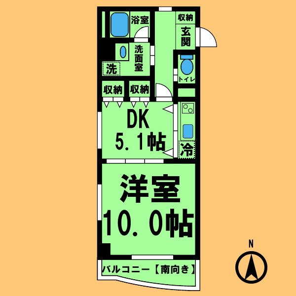 ノールルミエール黒川(1DK/9階)の間取り写真