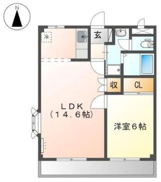 グレイス壱番館(1LDK/2階)の間取り写真