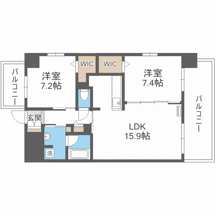 プランドール赤坂(2LDK/5階)の間取り写真