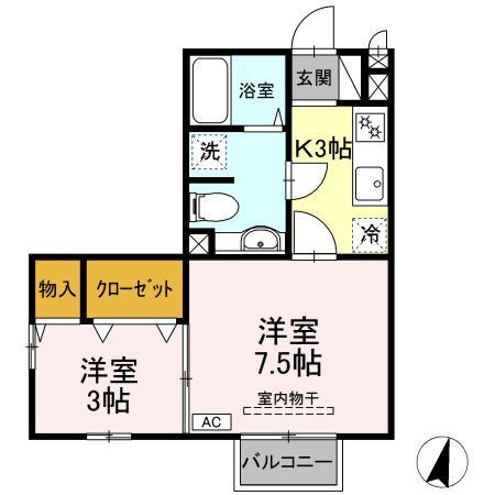 アーバンハイツ(2K/2階)の間取り写真