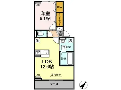 グラン パセオ(1LDK/1階)の間取り写真
