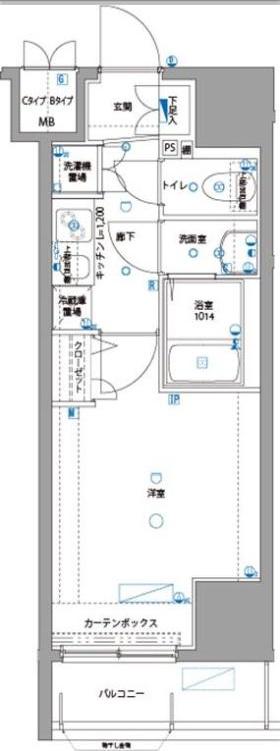 パティーナ新板橋(1K/4階)の間取り写真