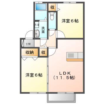 ウェルスガーデン(2LDK/1階)の間取り写真