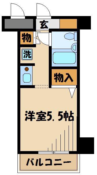 ライオンズマンション八王子北野(ワンルーム/3階)の間取り写真