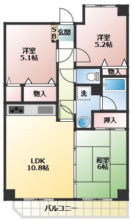 002-HIRAKAWA(3LDK/3階)の間取り写真