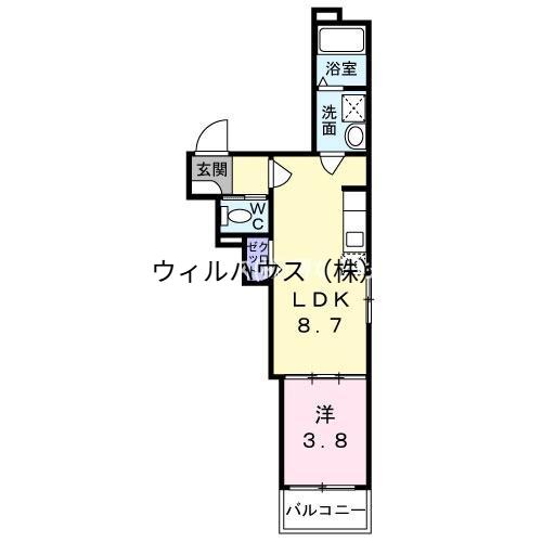 F ASECIA クローバー(1LDK/1階)の間取り写真