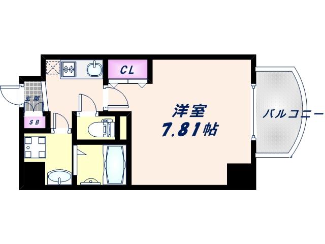 LUXE難波ウエスト(1K/13階)の間取り写真