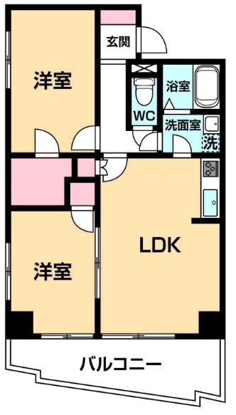 ISM八王子(2LDK/6階)の間取り写真