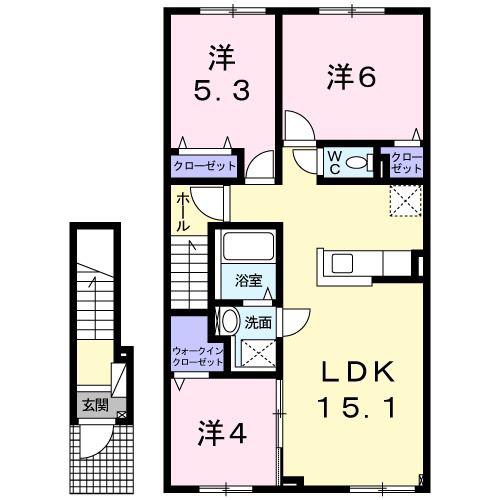 ハーモニー(3LDK/2階)の間取り写真