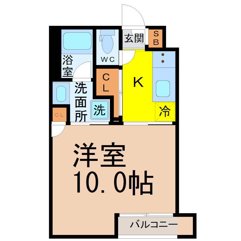 SPACE CUBE HONJIN(1K/2階)の間取り写真