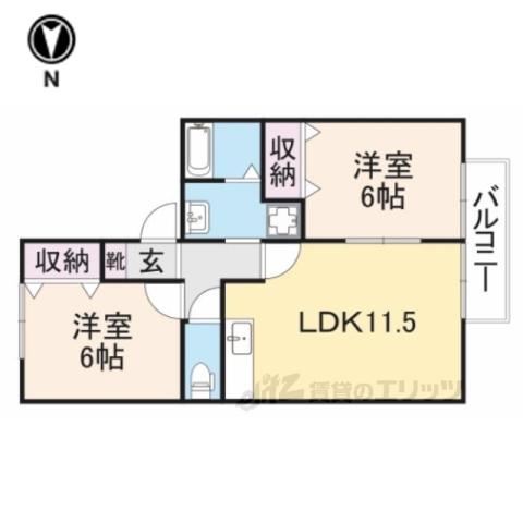 ウィルモア東宝(2LDK/1階)の間取り写真