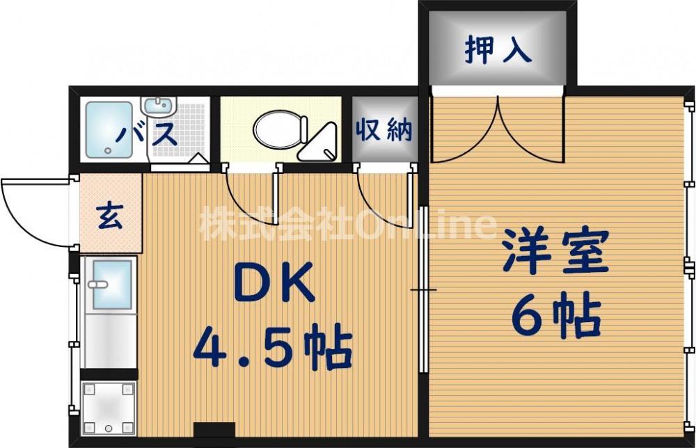 福寿マンション1号館(1DK/2階)の間取り写真