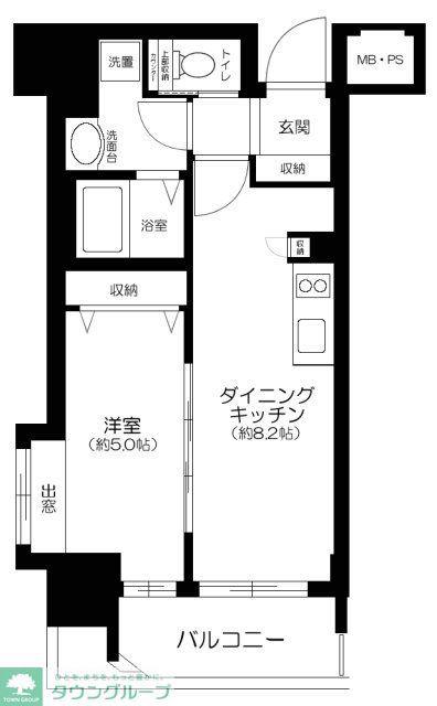 グローベル新大久保マスターズゲート(1DK/2階)の間取り写真