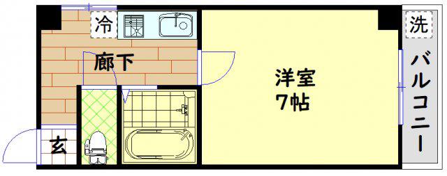 ラパンジール大国5(1K/6階)の間取り写真