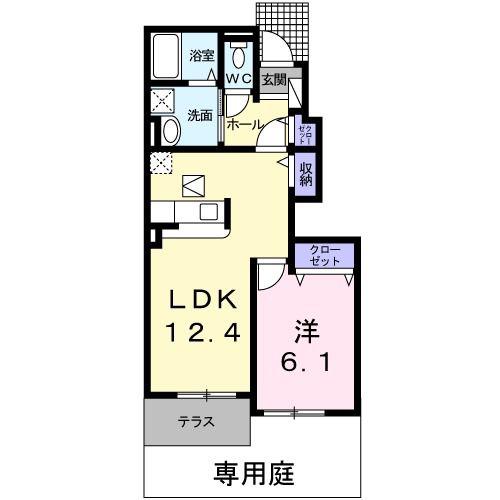 ブルーム1(1LDK/1階)の間取り写真