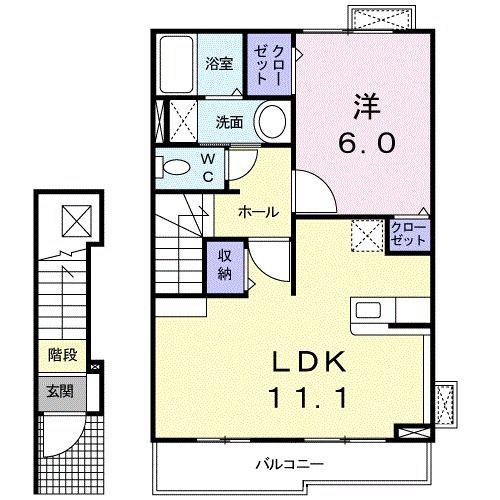 セレスマールII(1LDK/2階)の間取り写真