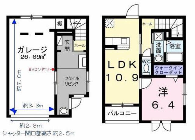 ベルシェールI(1LDK/1階)の間取り写真