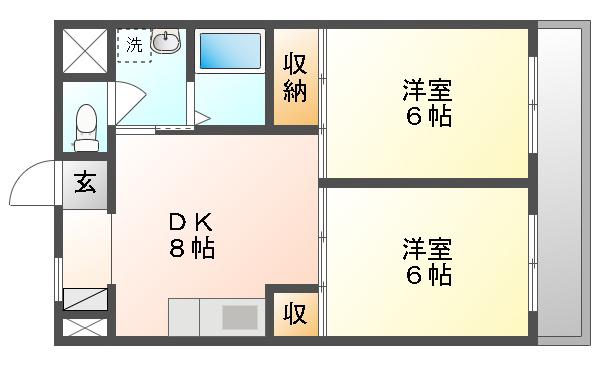モナドマンション(2DK/1階)の間取り写真