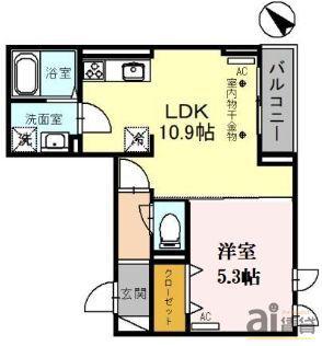 シャルール川越(1LDK/3階)の間取り写真