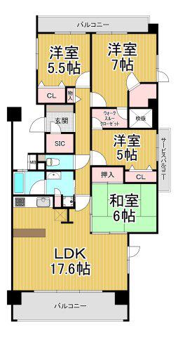 ザ・ガーデネスクシティアクア館(4LDK/2階)の間取り写真