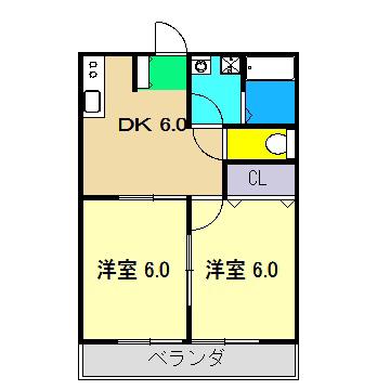 フィットハイム(2DK/3階)の間取り写真