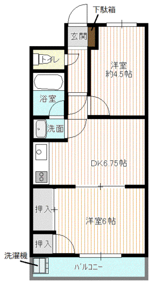 シンセリティ小串(2DK/2階)の間取り写真
