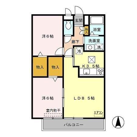 ロイヤルハーモニー(2LDK/2階)の間取り写真