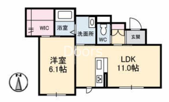 グランマスト西崎(1LDK/1階)の間取り写真