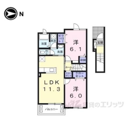 ヴァンセット アムールⅠ(2LDK/2階)の間取り写真