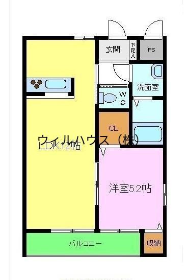 カサベルテ北花田Ⅲ(1LDK/1階)の間取り写真