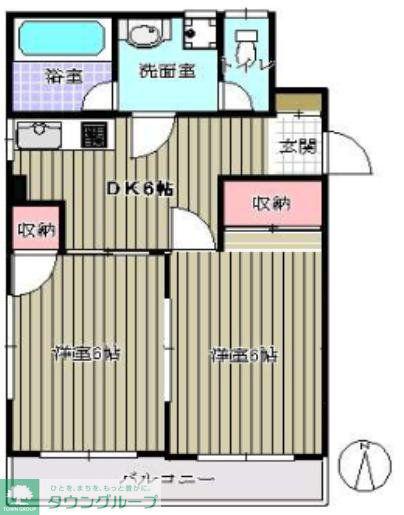 エースハイツ綾部(2DK/3階)の間取り写真