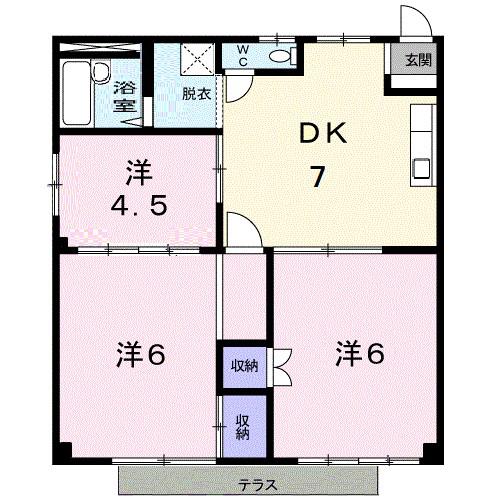 ハイツHIRO(3DK/1階)の間取り写真