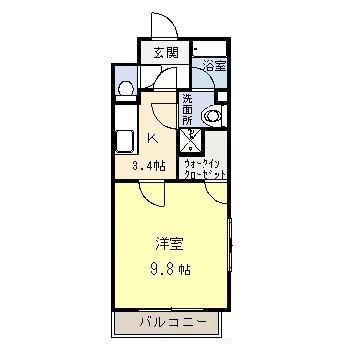 ブリッサ(1K/4階)の間取り写真