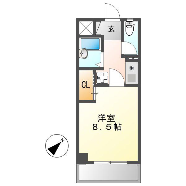 サン・ラモン本山(1K/1階)の間取り写真
