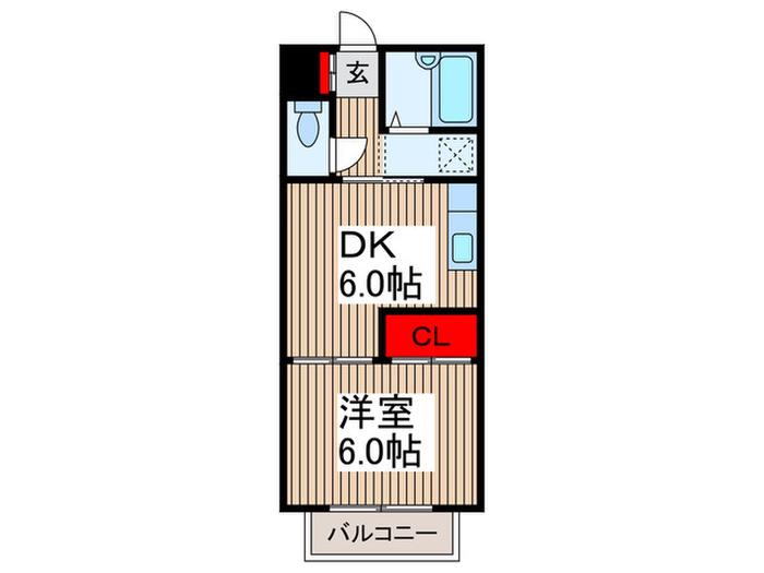 ハイクレスト(1DK/1階)の間取り写真