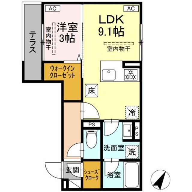 テムズフィオーレ(1LDK/3階)の間取り写真