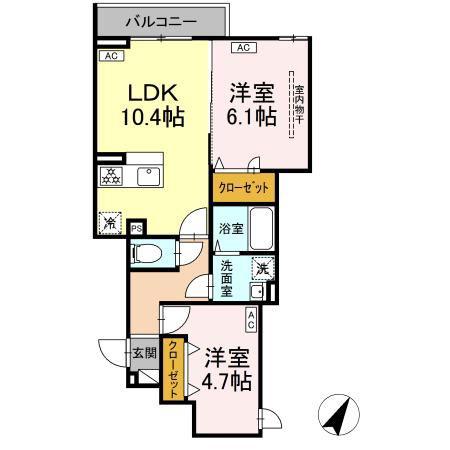 セレスティア柴又VII(2LDK/2階)の間取り写真