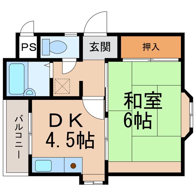 グランメール北島(1DK/6階)の間取り写真