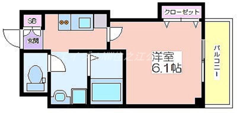 みおつくし岸里II(1K/8階)の間取り写真