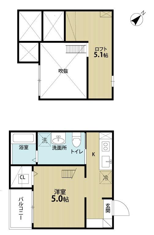 プレシオール(1SK/2階)の間取り写真