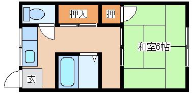 明泉寺アパート(1DK/2階)の間取り写真