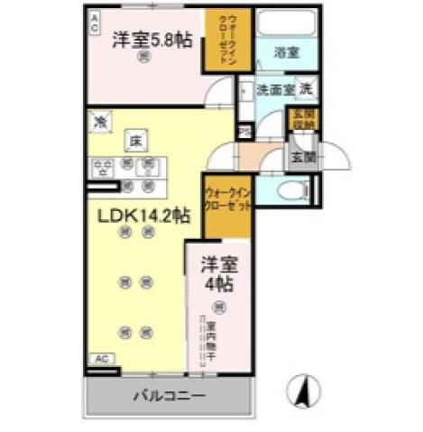 クランツ北井門(2LDK/2階)の間取り写真