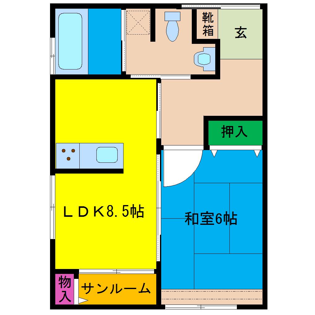 プライベートハウス ちゅらさん(1LDK/2階)の間取り写真
