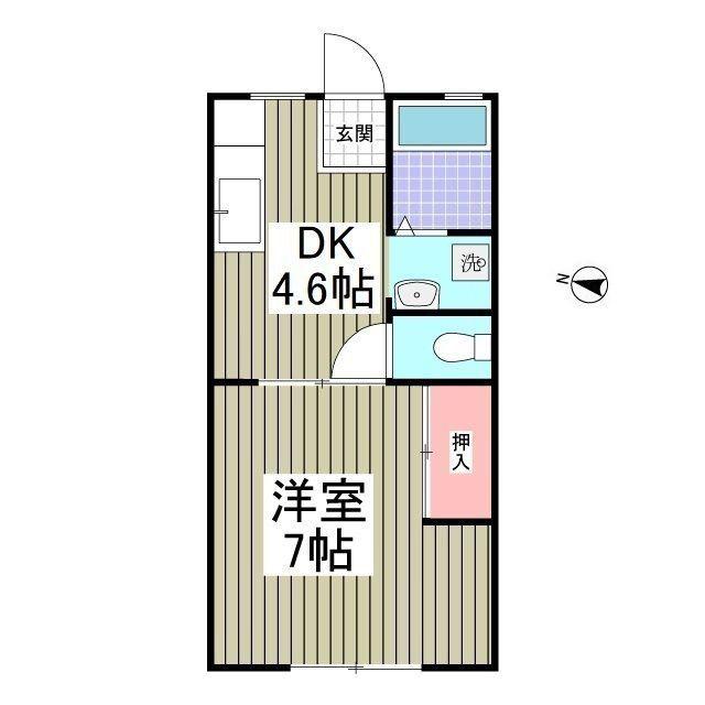 大川ハイツ(1K/2階)の間取り写真
