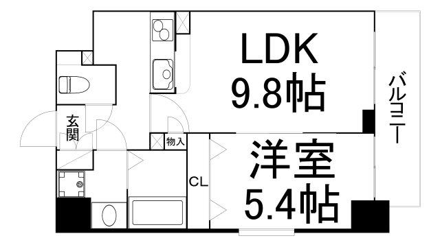 ラムール玉造アーバネックス(1LDK/7階)の間取り写真